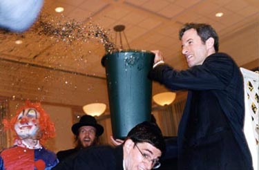 dan and andy with bucket of 'water'