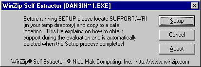 WinZip setup